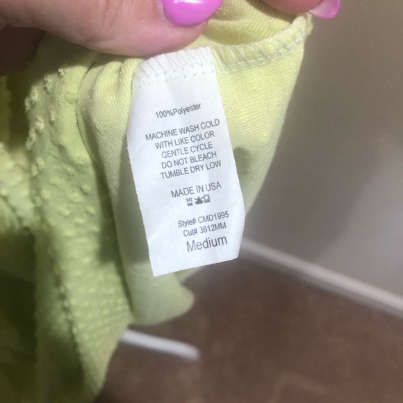 Yellow Swiss Dot Short Sleeve Elastic Waist Dress - Picture 3 of 4